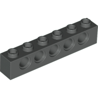 Teknik Yapı Taşı 5 delikli 1x6 - Eski Koyu-Gri